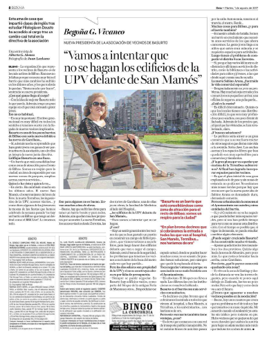 entrevista a la presidenta de la AV Basurto entrevista deia